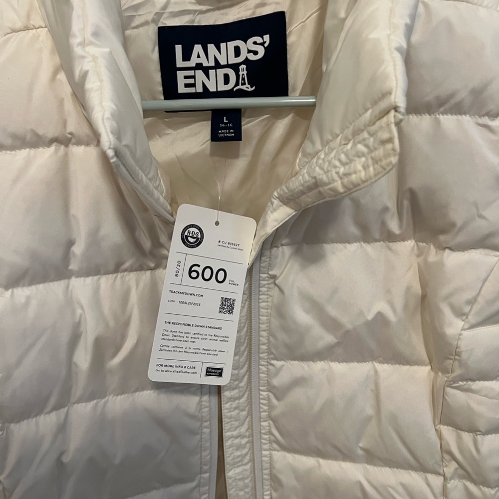 Lands' End Women's Off-White Puffer Jacket